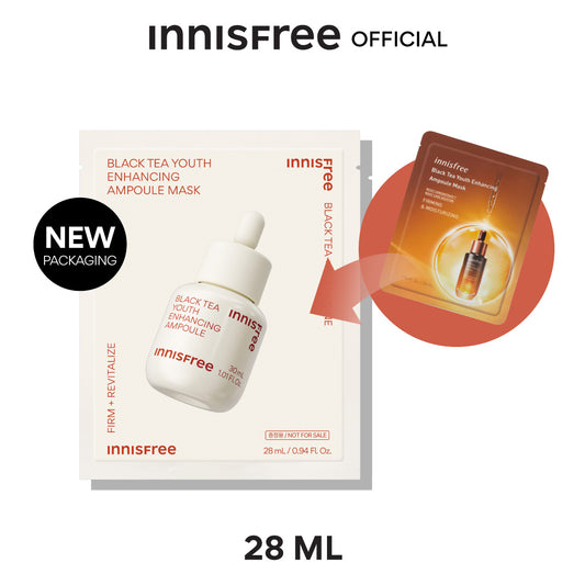 innisfree Black tea youth enhancing ampoule mask 28ml อินนิสฟรี แบล็คที มาส์ก 28มล.